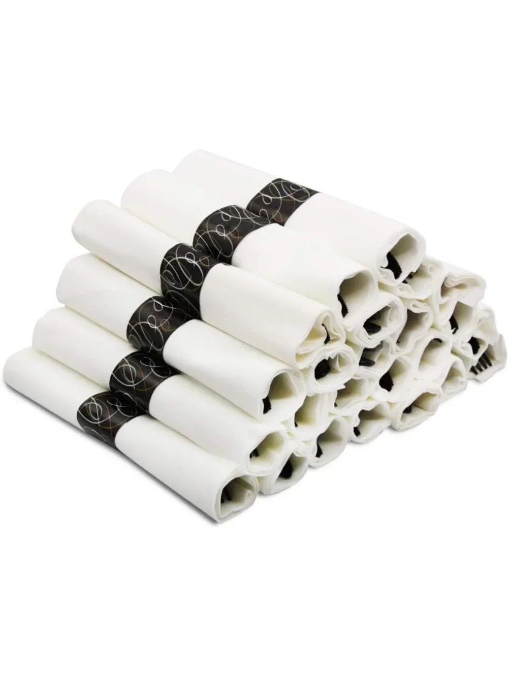 Heavy Duty Plastic Cutlery Set - 100 Disposable Forks, Knives, Spoons & Napkins